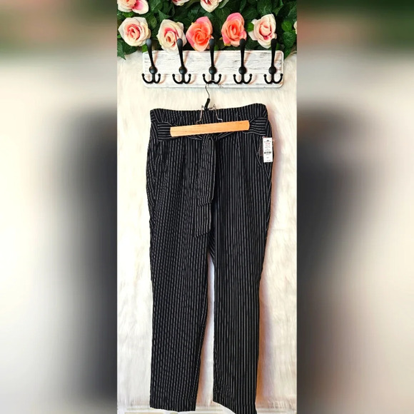 Ardene Classic Tie Waist Pinstripe Trousers - Picture 1 of 5
